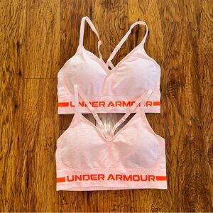 Under Armour Women's Seamless Low Long Heather Sports Bra -Size XL- Pair